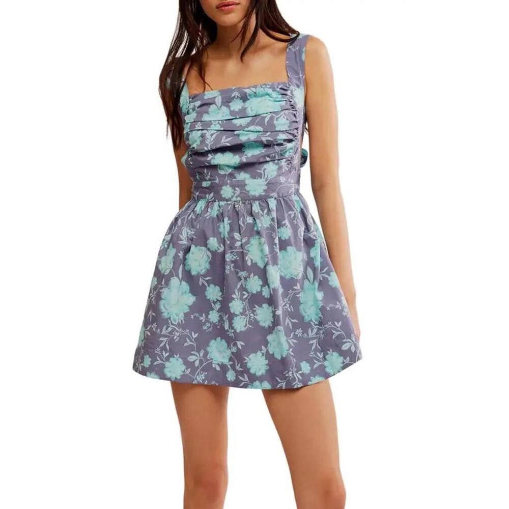 NWT! Free People Meet Me in Maui Sleeveless Minidress Blue Size Large